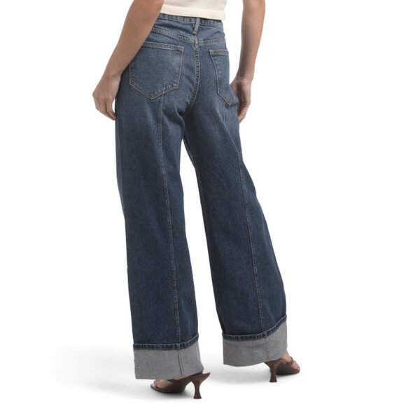 DRIFTWOOD JEANS Dark Wash Pintuck Wide Cuff Jeans - Picture 2 of 2